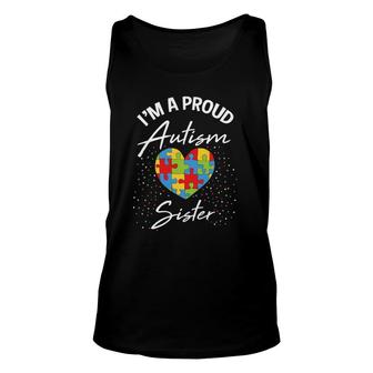 Autism Awareness Proud Sister Puzzle Heart Cool Tank Top | Mazezy