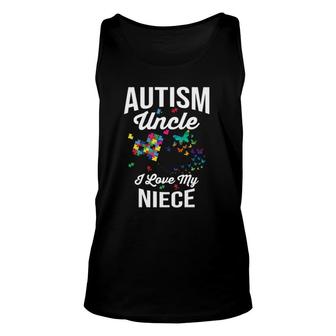 Autism Uncle I Love My Niece Puzzle Butterfly Unisex Tank Top | Mazezy