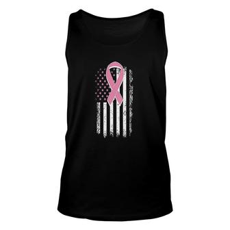 Awareness Us Flag With Pink Ribbon Unisex Tank Top | Mazezy