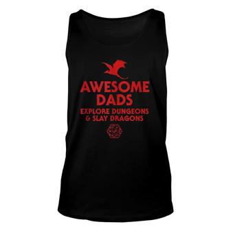Mens Awesome Dads Explore Dungeons And Slay Dragons, Dad Tank Top | Mazezy