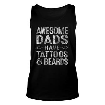 Mens Awesome Dads Have Tattoos & Beards Bearded Dad Father's Day Tank Top | Mazezy