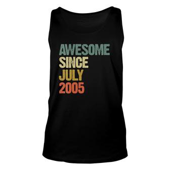 Womens Awesome Since July 2005 16 Years Old 16Th Birthday V-Neck Tank Top | Mazezy