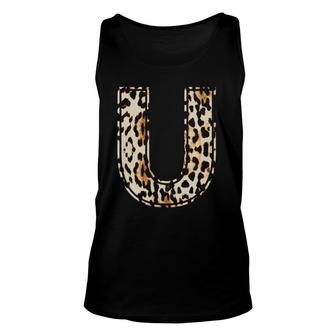 Awesome Letter U Initial Name Leopard Cheetah Print Unisex Tank Top | Mazezy