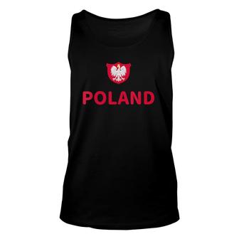 Womens Awesome Poland Polish Red Text Coat Of Arms Eagle Polska V-Neck Tank Top | Mazezy