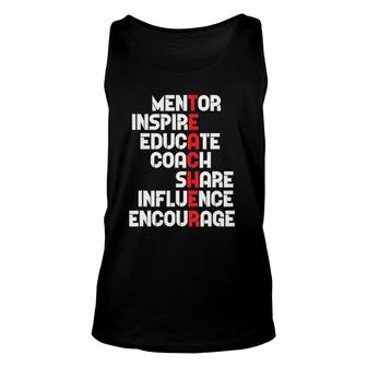 Awesome Teacher Definition Mentor Coach Educate Inspire Unisex Tank Top | Mazezy