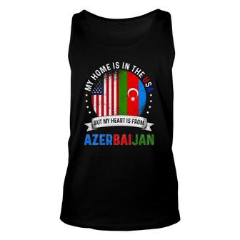 Azerbaijani American Patriot Heart Is From Azerbaijan Flag Unisex Tank Top | Mazezy