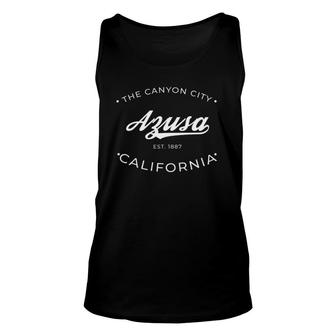 Azusa California Canyon City Retro Unisex Tank Top | Mazezy