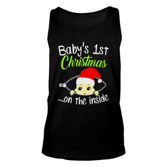 Babys First Christmas Pregnancy Mother Mom Cute Gift Unisex Tank Top - Thegiftio UK