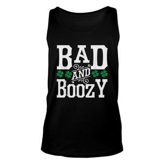 Bad And Boozy Funny St Patricks Day Drinking Women Unisex Tank Top - Thegiftio UK