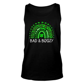 Bad And Boozy St Patrick's Day Rainbow Drinking Gift Unisex Tank Top | Mazezy