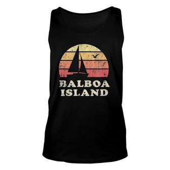 Balboa Island Ca Vintage Sailboat 70S Sunset Tee Unisex Tank Top | Mazezy