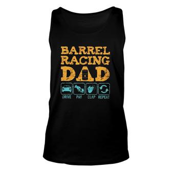 Barrel Racing Dad Drive Pay Clap Repeat Vintage Retro Unisex Tank Top | Mazezy CA