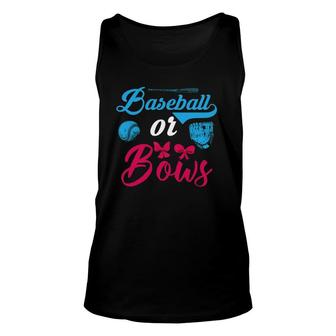Baseball Or Bows Gender Reveal Party Baby Reveal Dad Mom Unisex Tank Top | Mazezy