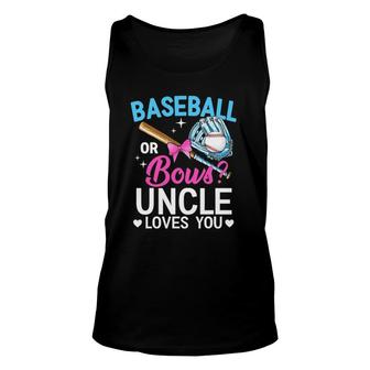 Baseball Or Bows Uncle Loves You Gender Reveal Unisex Tank Top | Mazezy