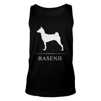 Basenji Dog White Silhouette Unisex Tank Top | Mazezy