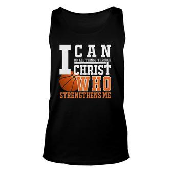 Basketball Graphic- Can Do All Things Through Christ Unisex Tank Top | Mazezy