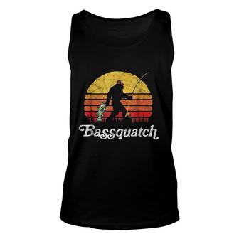 Bassquatch Funny Bigfoot Fishing Outdoor Retro V3 Unisex Tank Top - Thegiftio