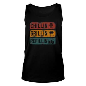 Bbq Smoker Chillin' Grillin' Refillin' Unisex Tank Top | Mazezy