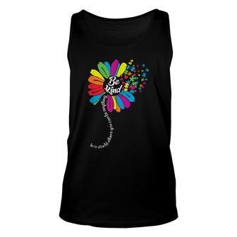 Be Kind Flower Puzzle Pieces Autism Awareness Kindness Kids Unisex Tank Top - Seseable