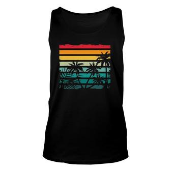 Beach Exotic Coconut Palm Trees Retro Tropical Summer Unisex Tank Top | Mazezy
