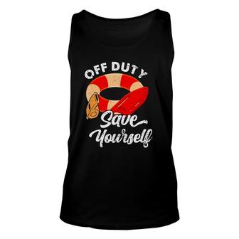 Beach Summer Costume Lifeguards Off Duty Save Yourself Tank Top | Mazezy