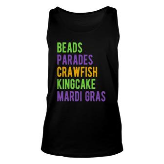 Beads Parades Crawfish Kingcake Mardi Gras Unisex Tank Top | Mazezy