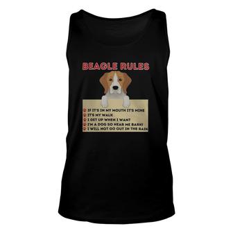 Beagle Rules For Owner Funny Beagle Dog Lover Pet Owner Unisex Tank Top | Mazezy DE