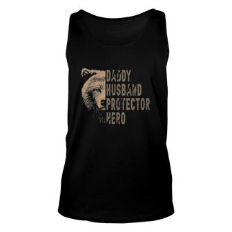 Bear Dad Funny Husband Daddy Protector Hero Fathers Day Unisex Tank Top | Mazezy