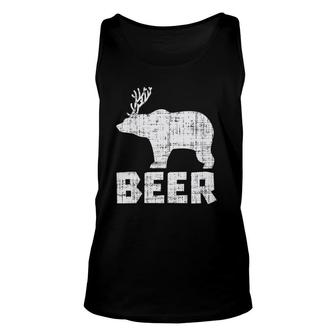 Bear Deer Beer Drinking Hunting Camping Dad Uncle Tank Top | Mazezy