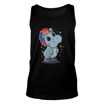 Beautiful Rainbow Hippo Unicorn Gift Unisex Tank Top | Mazezy