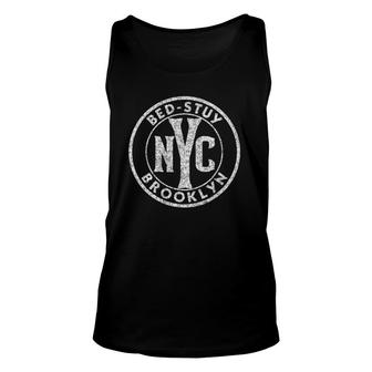 Bed-Stuy Brooklyn Vintage Sign Pink W Distressed White Print Tank Top | Mazezy CA