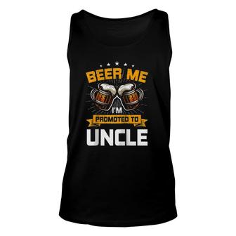 Beer Me I'm Promoted To Uncle Gender Reveal Party Raglan Baseball Tee Tank Top | Mazezy