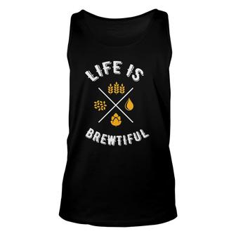 Womens Beer Lover Drinking Life Is Brewtiful Craft Beer V Neck Tank Top | Mazezy
