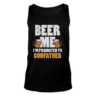 Mens Beer Me Im Promoted To Godfather Pregnancy Drinking Men Tank Top | Mazezy