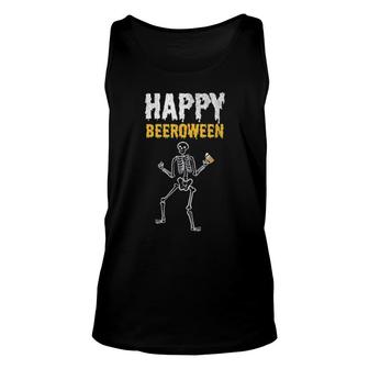 Beeroween Happy Halloween Skull Zombie Beer Lover Skeleton Tank Top | Mazezy