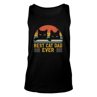 Best Cat Dad Ever Vintage Retro Style Black Cats Lover Unisex Tank Top | Mazezy
