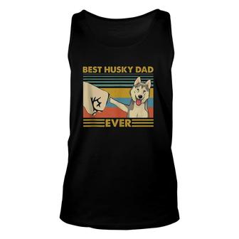 Best Husky Dad Ever Retro Vintage Sunset Unisex Tank Top | Mazezy