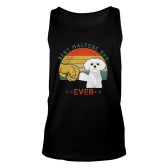 Best Maltese Dad Ever Vintage Dog Dad Gift Father's Day Unisex Tank Top | Mazezy
