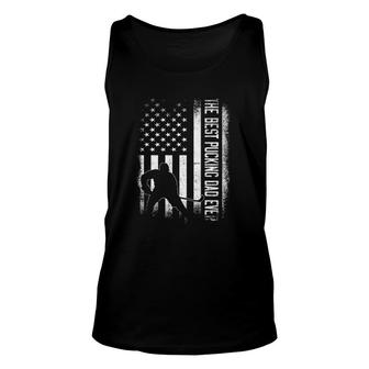 Mens Best Pucking Dad Ever Vintage Usa Flag Hockey Father's Day Tank Top | Mazezy