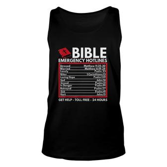 Bible Emergency Numbers Funny Christian Bible Unisex Tank Top - Thegiftio UK