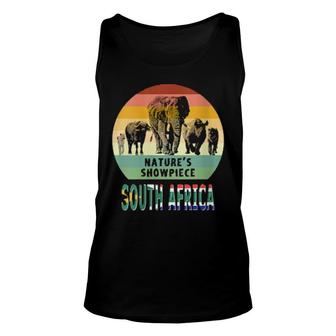 Womens Big 5 Nature's Showpiece South Africa Vintage Retro Sunset Tank Top | Mazezy