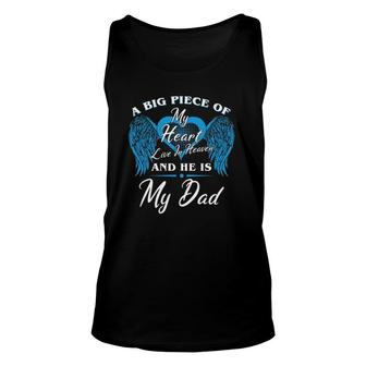 A Big Piece Of My Heart Live In Heaven And He Is My Dad Memorial Fathers Blue Angel Tank Top | Mazezy