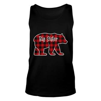 Big Sister Bear Pajama Red Buffalo Xmas Family Unisex Tank Top | Mazezy