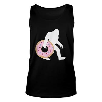 Bigfoot Carrying Donut Funny Cute Unisex Tank Top | Mazezy