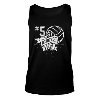 Biggest Fan Of Volleyball Player Number 5Dad Mom Unisex Tank Top | Mazezy