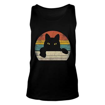Black Cat Vintage Retro Style Cats Lover Gift Unisex Tank Top - Thegiftio