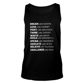 Black History Leaders Dream And Inspire Unisex Tank Top | Mazezy