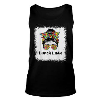 Bleached Lunch Lady Messy Hair Woman Bun Lunch Lady Life V2 Unisex Tank Top - Thegiftio UK
