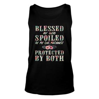 Blessed By God Spoiled By My Cnc Machinist Wife Unisex Tank Top | Mazezy