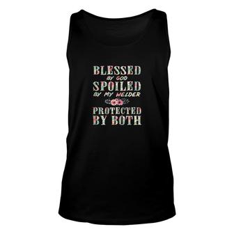 Blessed By God Spoiled By My Welder Wife Unisex Tank Top | Mazezy